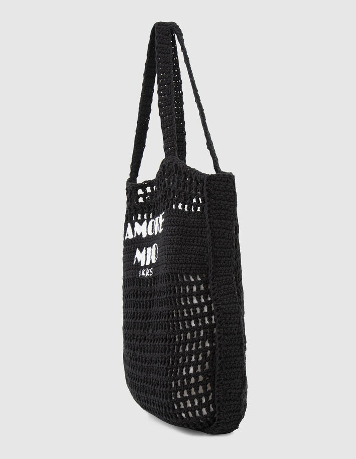 Tote bag en crochet noir à message brodé Femme - IKKS