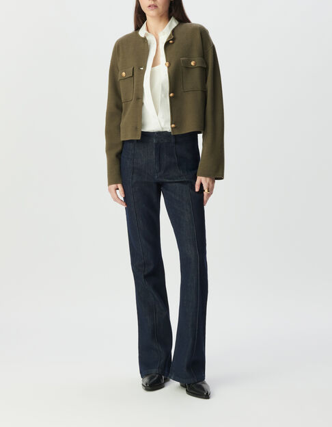 C&aacute;rdigan corto caqui punto bolsillos parche mujer - IKKS