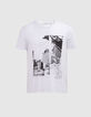 Tee-shirt blanc visuel ville Homme-1