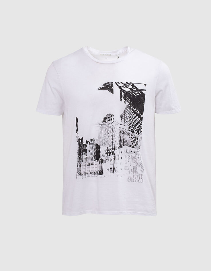 Tee-shirt blanc visuel ville Homme-1