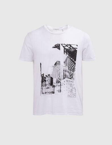 Men's white T-shirt with city image - IKKS