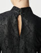 Robe midi noire dentelle effet enduit Femme-5