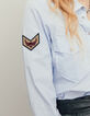 Blauw overhemd micro-strepen en army badges dames-4