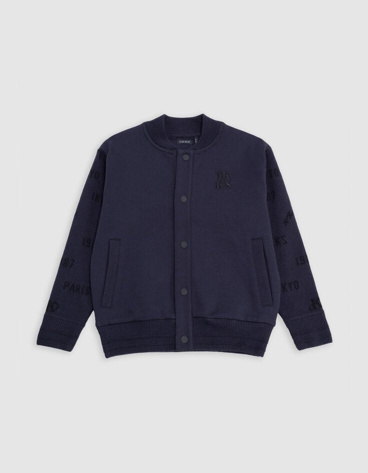 Navy vest mouwen gebreide logo's jongen-1 Navy vest mouwen gebreide logo's jongen-1
