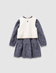 Girls’ 2-in-1 blue velvet parka and gilet-3