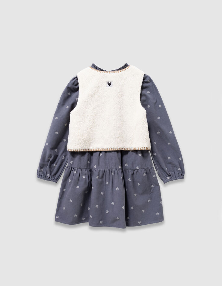 Girls’ 2-in-1 blue velvet parka and gilet-3