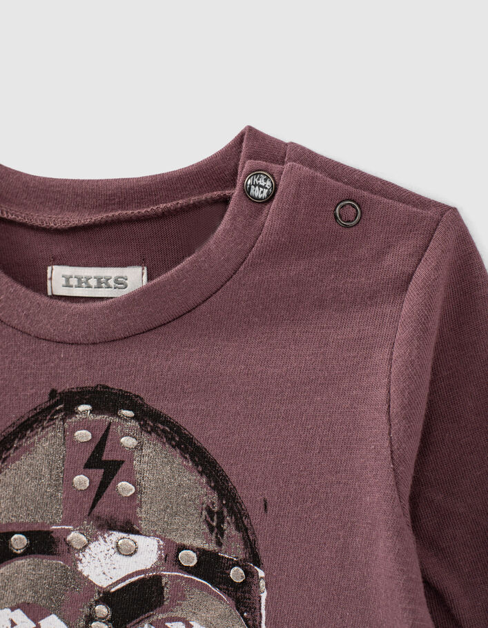 Dark purple T-shirt biokatoen opdruk helm babyjongens  - IKKS