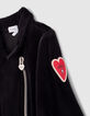 Cardigan noir esprit motard panne de velours fille-4
