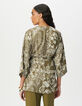 Chemise kimono kaki imprimé foulard Femme-3