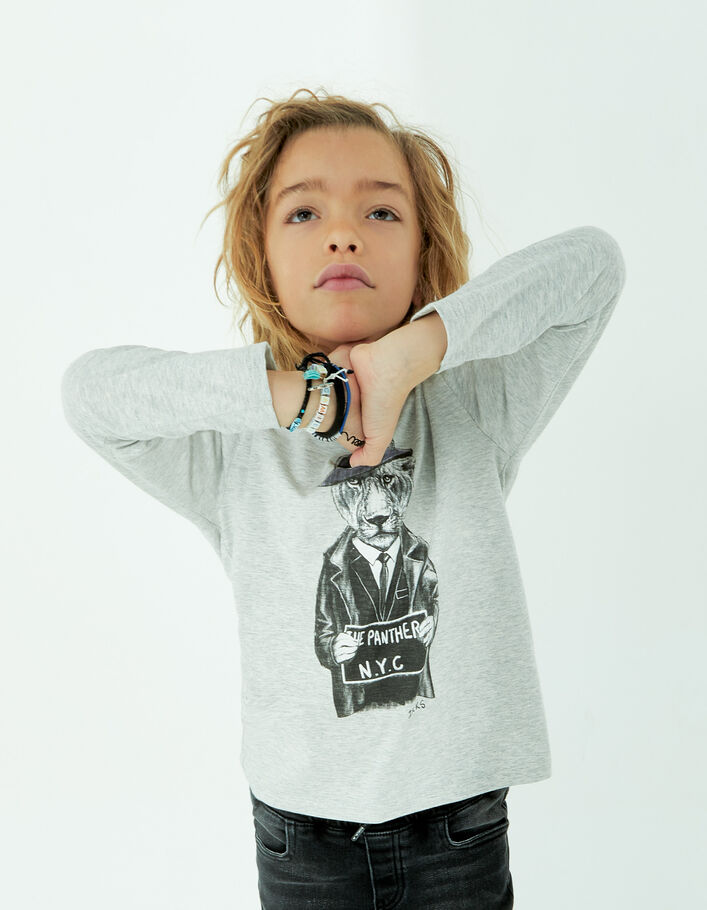 Camiseta gris pantera gánster niño-1