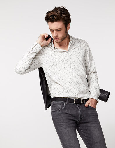 Men’s off white mini peace & love SLIM shirt - IKKS