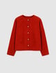 Veste en cuir velours rouge Femme-6