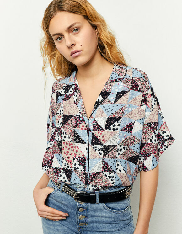 Camisa viscosa Ecovero® patchwork mujer