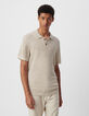Polo beige tricot ajouré fantaisie Homme-3