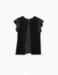 Camiseta negra bi-tejido con estampado estrellas niña-2