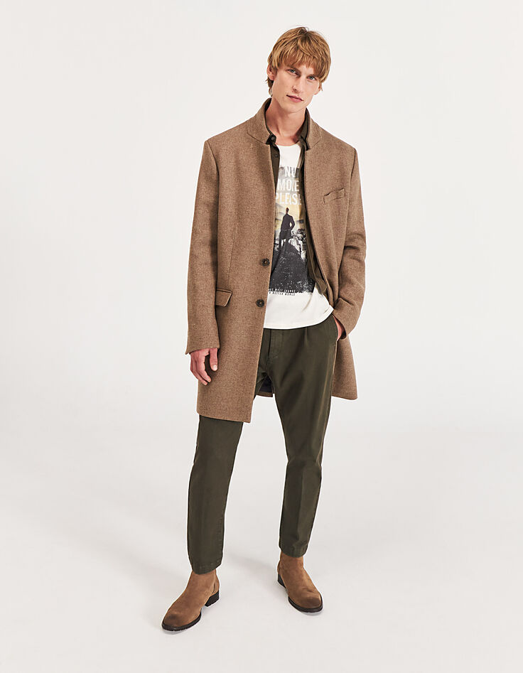 Chemise SLIM dark kaki velours milleraies Homme-6