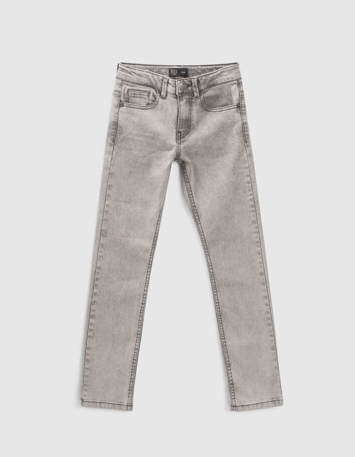 Boys’ grey slim jeans with placed distressing - IKKS