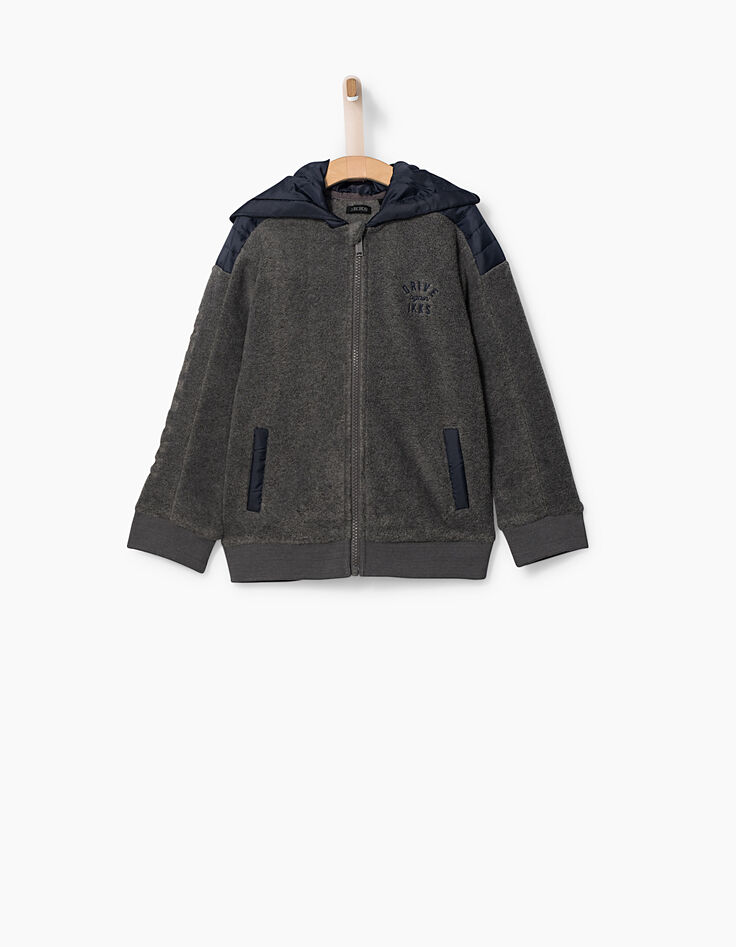 Boys' mixed-material cardigan -2