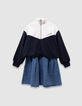 Girls’ 2-in-1 denim dress and zip-neck sweatshirt-1