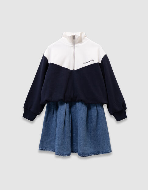 Girls’ 2-in-1 denim dress and zip-neck sweatshirt - IKKS