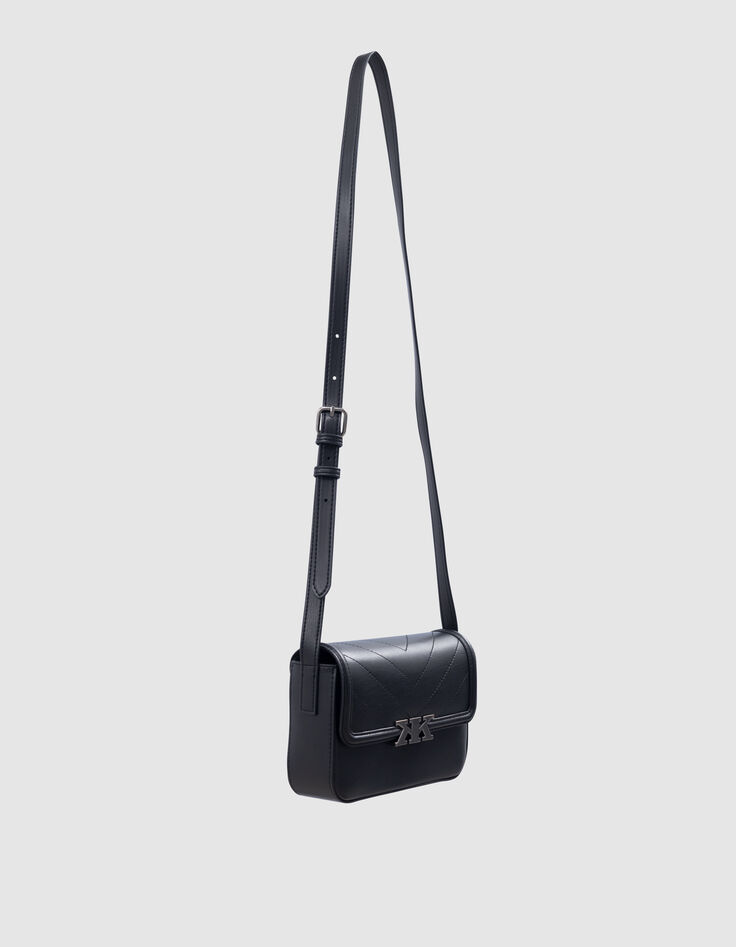 Sac à main noir rigide décor clous fille-8