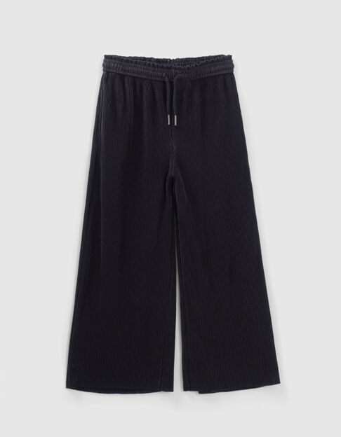 Girls’ navy pleated wide trousers