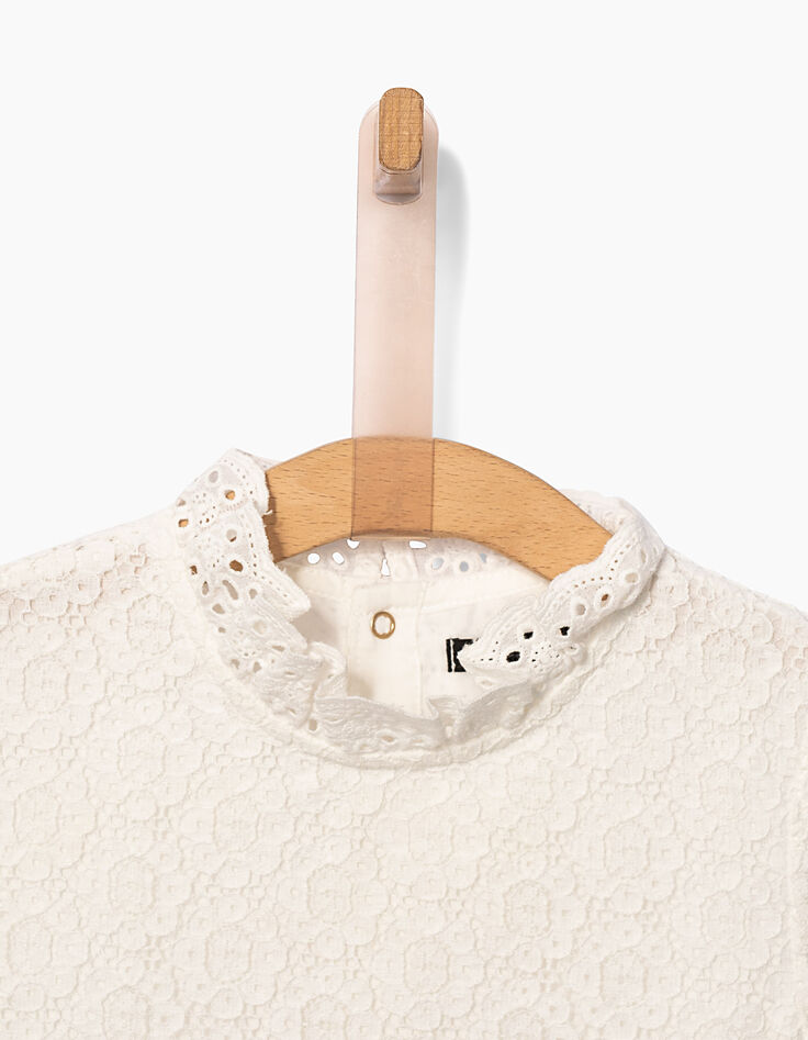 Blouse blanc cassé en dentelle fille-2
