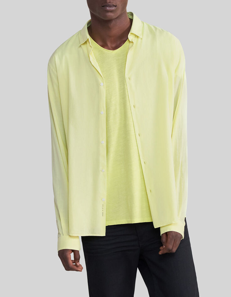 Men’s lime organic cotton voile SLIM shirt-6