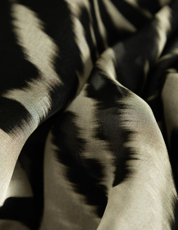 Women’s black ruffled long skirt with zebra print-6