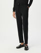 Pantalón recto negro crepé cintura elástica mujer -2
