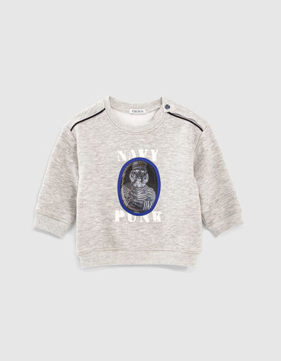 Baby boys’ grey lion-anchor lenticular image sweatshirt - IKKS