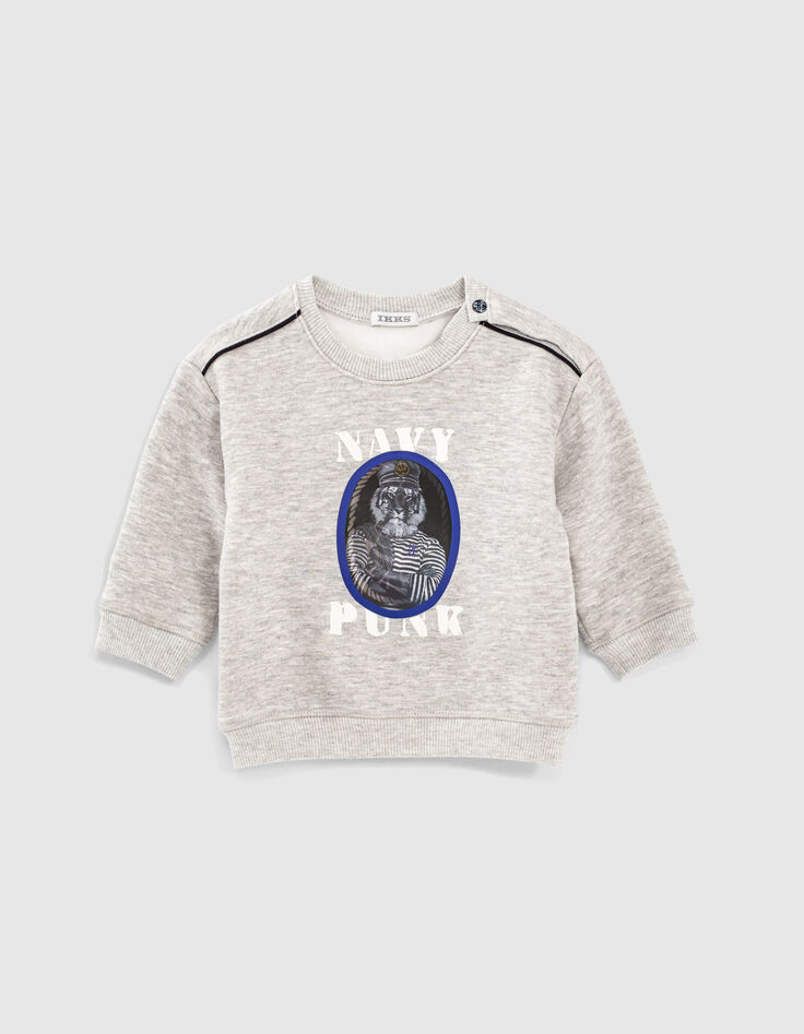 Baby boys’ grey lion-anchor lenticular image sweatshirt-1