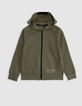 Cardigan relaxed kaki zippé molleton garçon-4