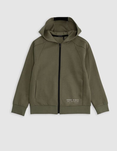 Kaki relaxed ritsvest sweatstof jongens - IKKS