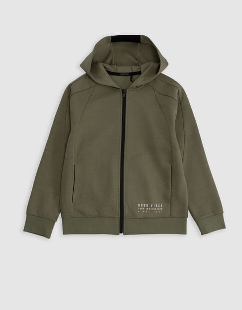 Khaki Relaxed-Jungencardigan, Zip, Molton - IKKS