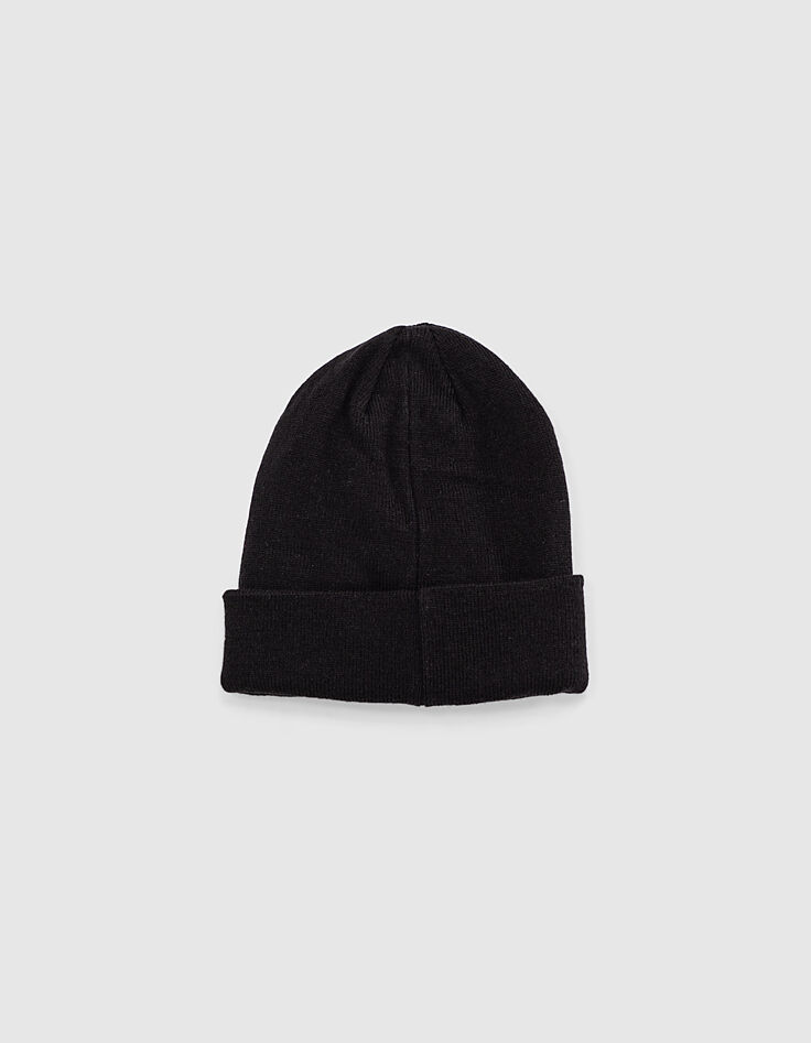 Bonnet noir tricot à revers étoiles-lunettes fille-4