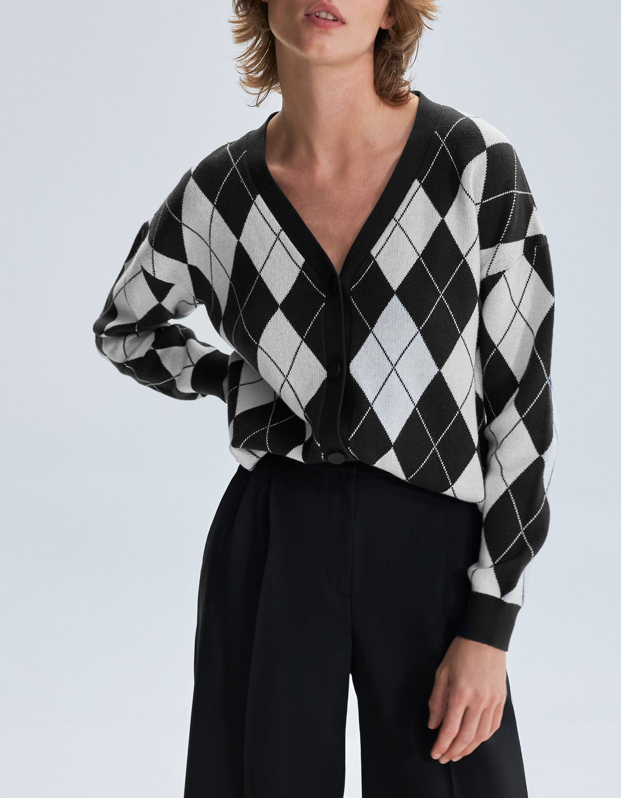 Argyle cardigan women's top