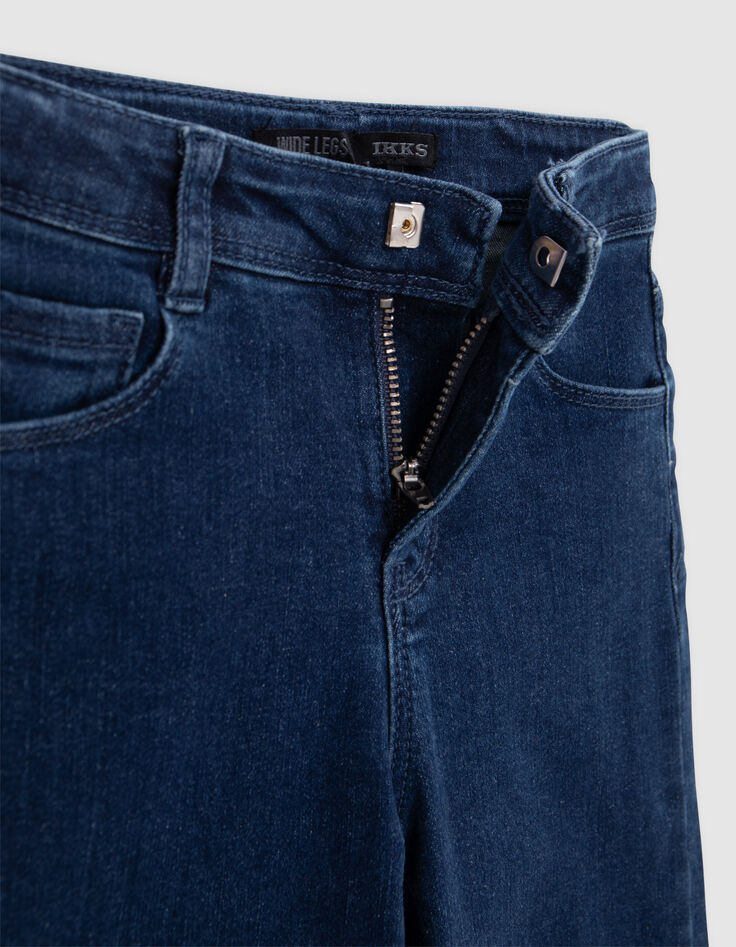 Jean WIDE LEG bleu &agrave; revers fixes frang&eacute;s fille-5