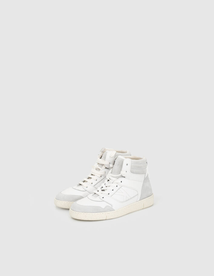 Women’s white suede leather mix high-top trainers-2