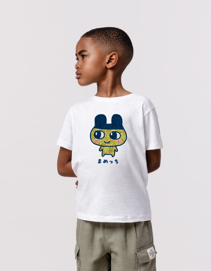 T-shirt blanc bio sequins TAMAGOTCHI x IKKS garçon-1