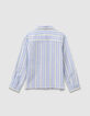 Camisa azul con estampado de rayas para ni&ntilde;o-3