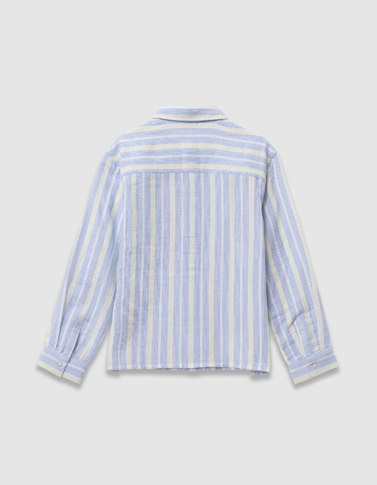 Camisa azul con estampado de rayas para ni&ntilde;o-3