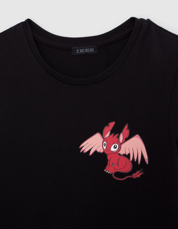 Zwart T-shirt draakopdruk meisjes-2