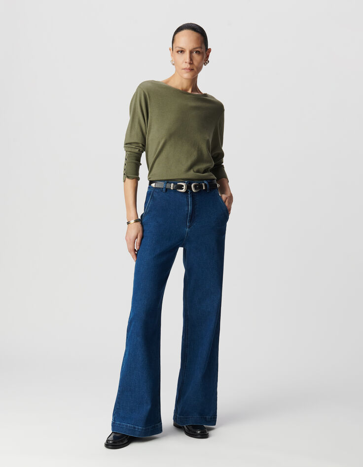 Cardigan kaki réversible devant/dos Femme-1