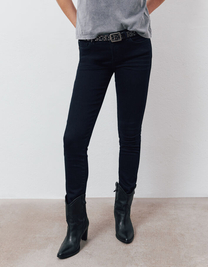 Blauwe slim jeans regular waist, sculpt up dames - IKKS