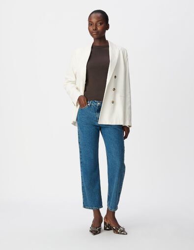 Women's wide white pinstripe pattern suit jacket - IKKS