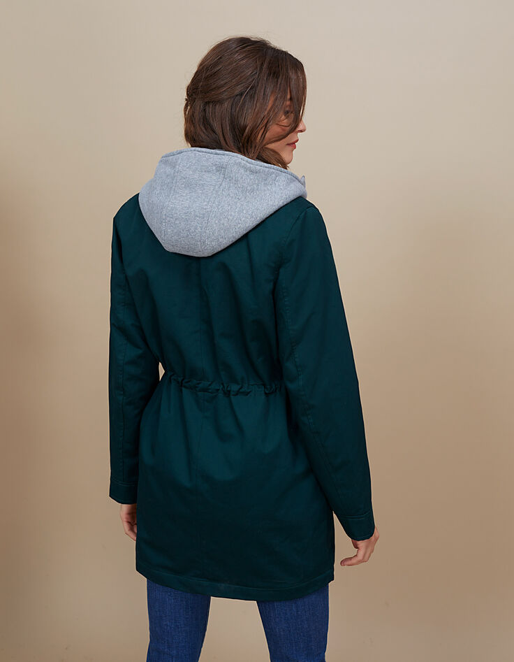 Parka 2 en 1 babery green avec cardigan gris I.Code-3