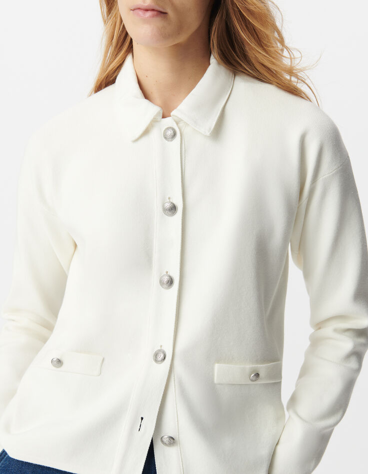 Cardigan écru tricot esprit chemise Femme-5