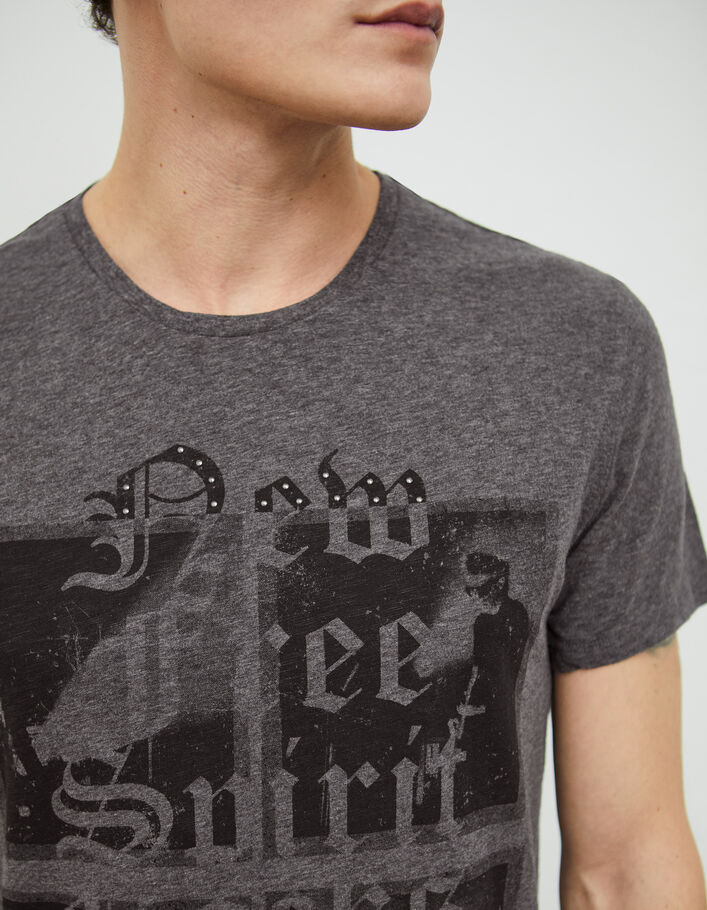Antraciet T-shirt opdruk rockers heren - IKKS