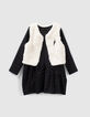 Girls&rsquo; 2-in-1 minimalist print dress with gilet-1